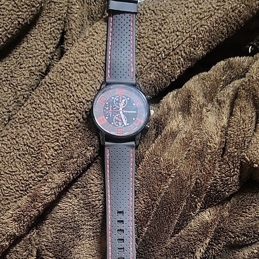Black and Red Chronograph Watch By Sandalwood